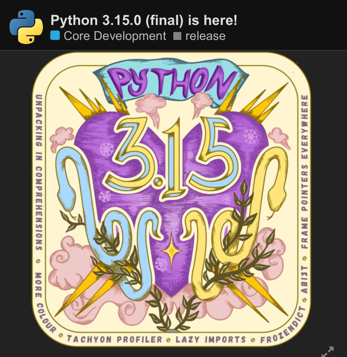 Вышел Python 3.15: JIT-компилятор, ленивые импорты и новые типы