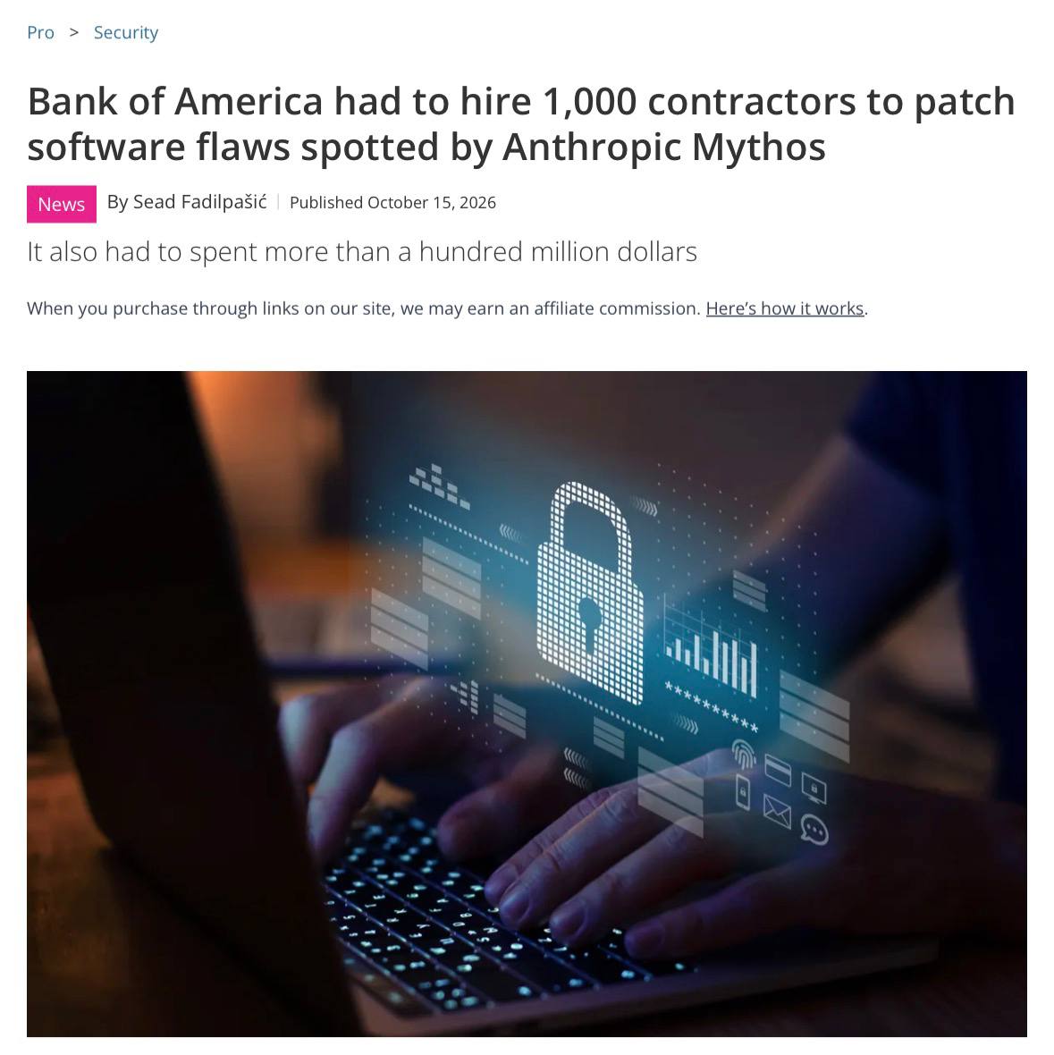 Bank of America нанял 1000 подрядчиков для устранения уязвимостей, найденных Mythos