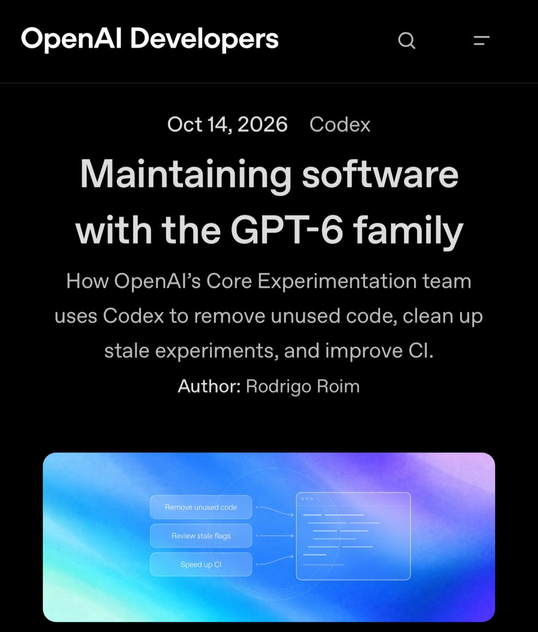 OpenAI сократила кодовую базу с помощью GPT-6 и Codex