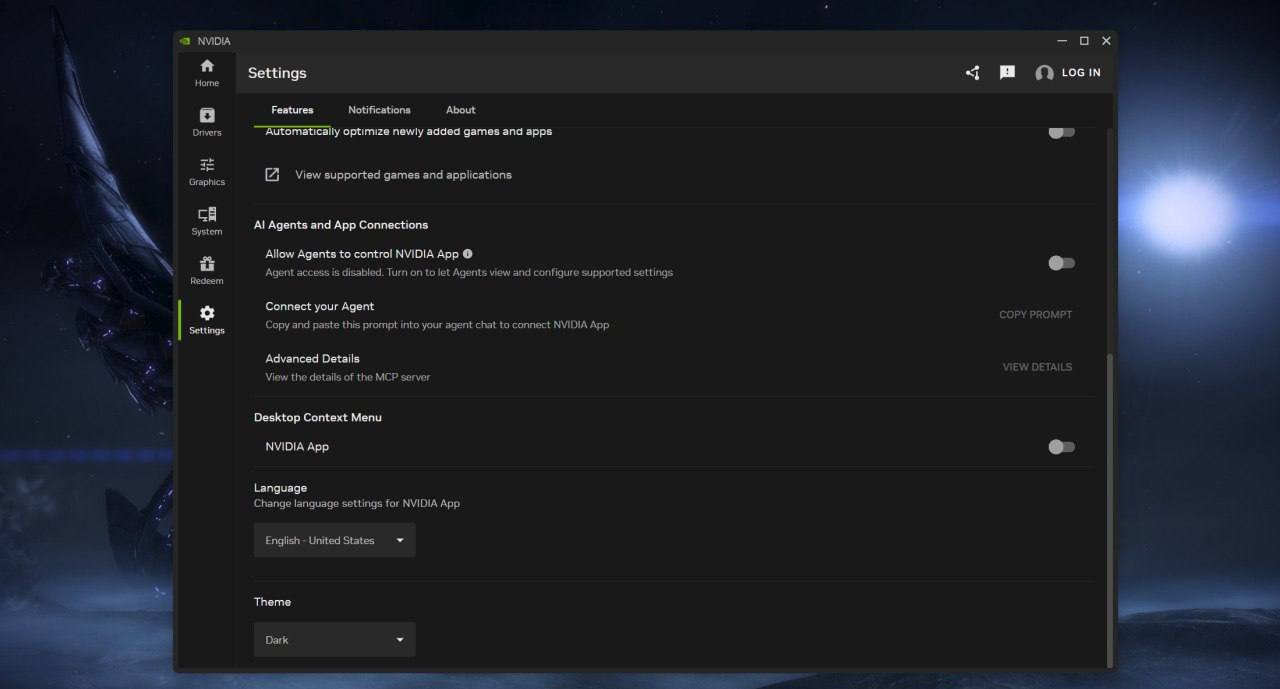 Nvidia App добавила управление настройками ПК через ИИ-агентов