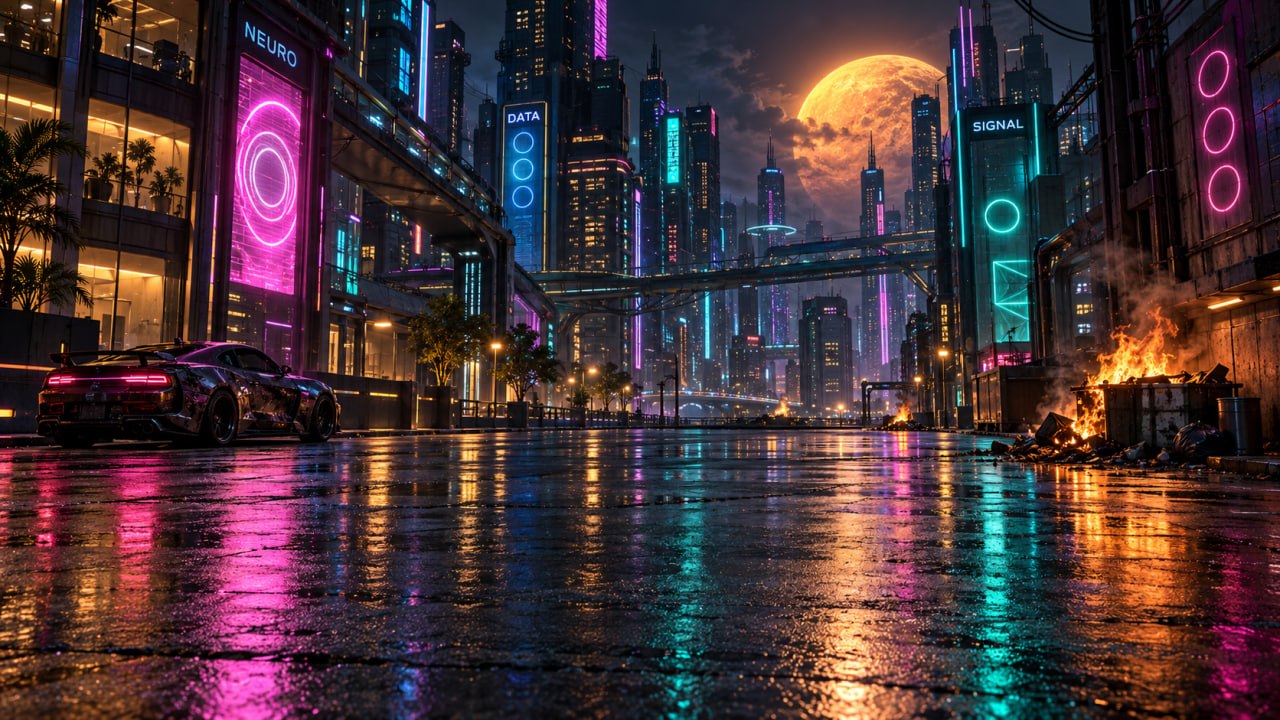 Ожидания и реальность генерации киберпанк-города в Blender