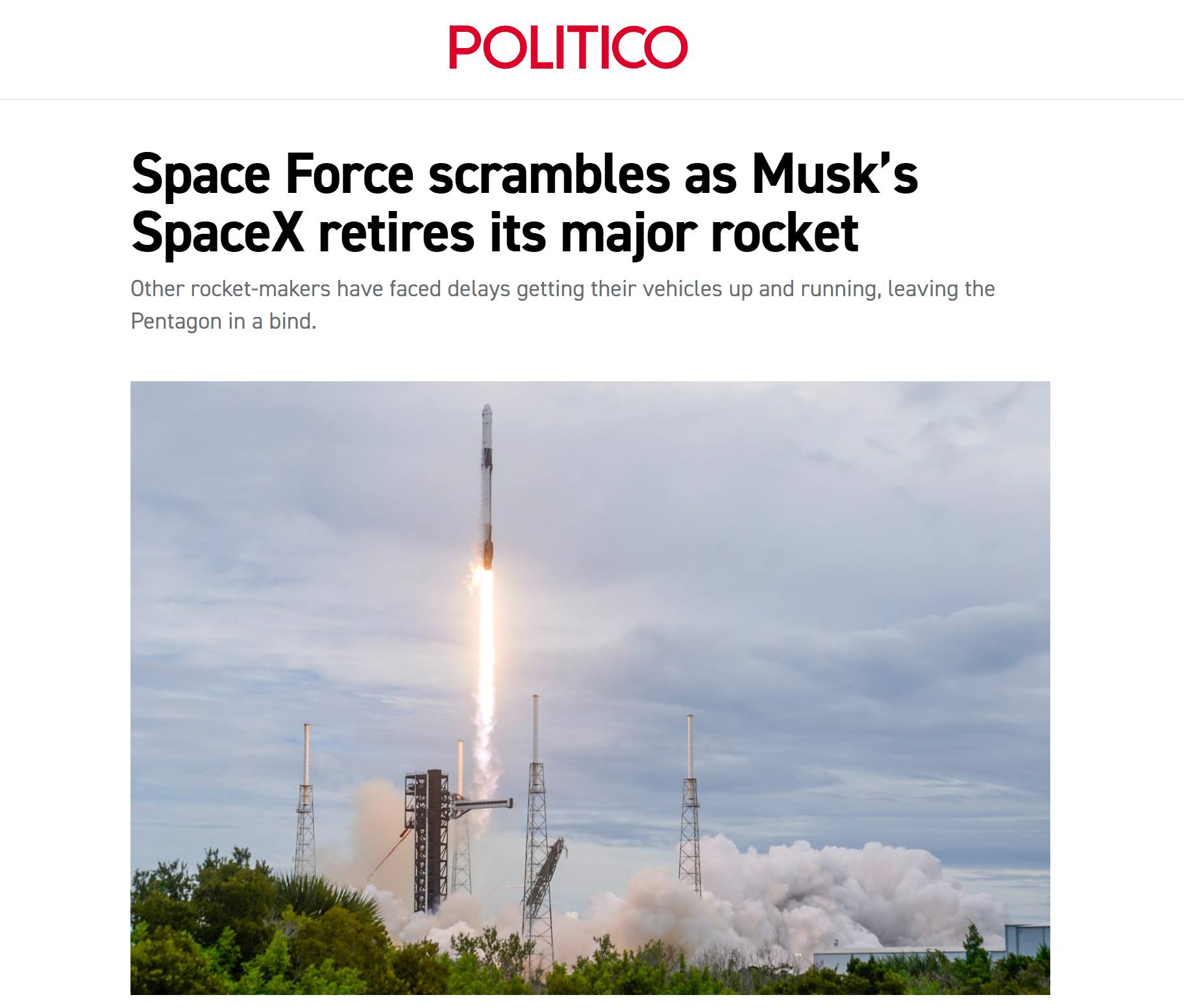 Space Force не смогли заказать три новых пуска у SpaceX