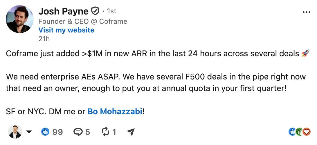 Coframe достигла $1 млн ARR менее чем за сутки